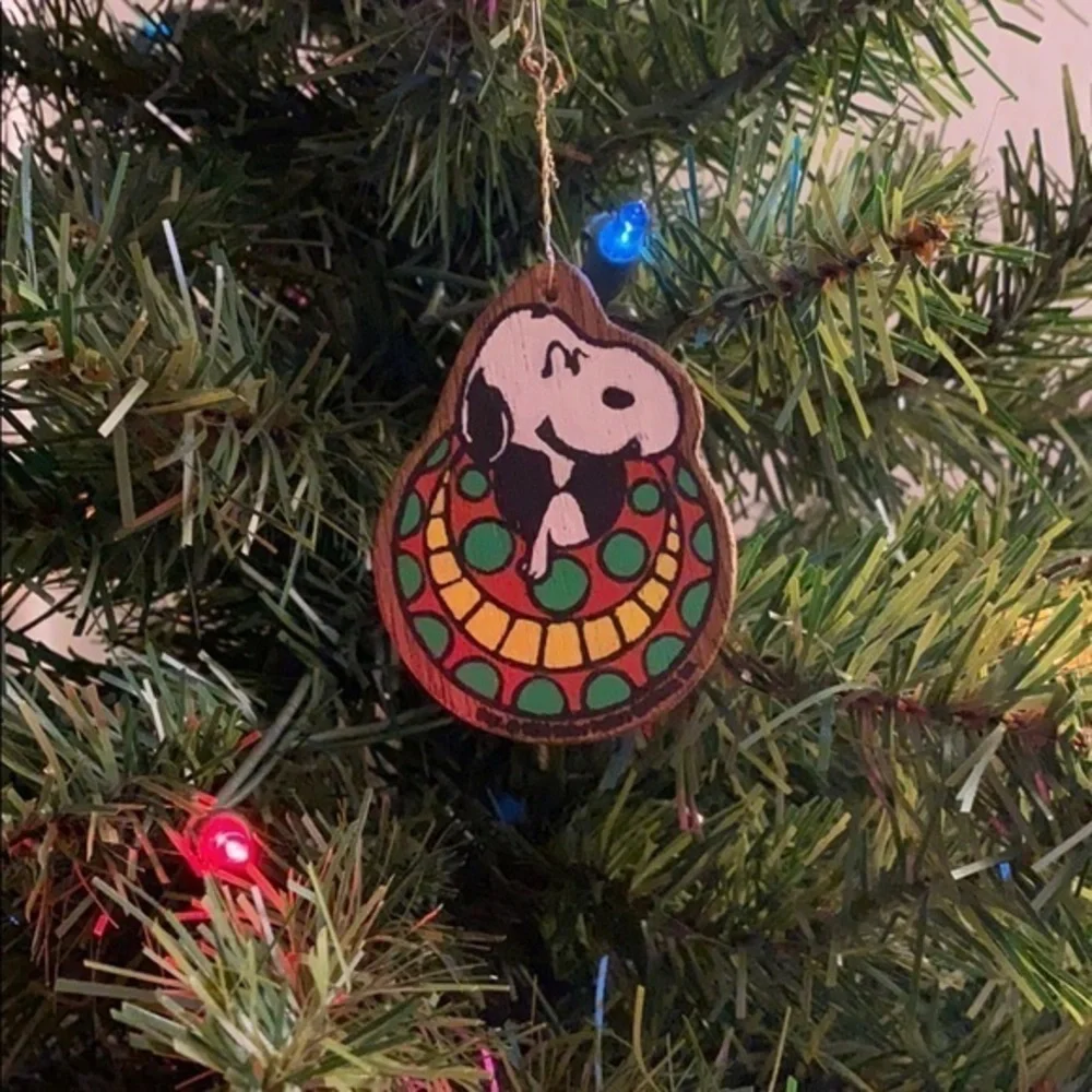 Vintage Wooden Snoopy Christmas Ornament